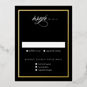 Elegant Zwart Gouden Folie Bruiloft RSVP Kaarten (Voorkant)
