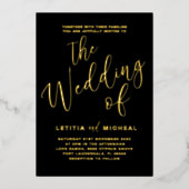Elegant Zwart & Gouden Folie Bruiloft Uitnodiging (Voorkant)