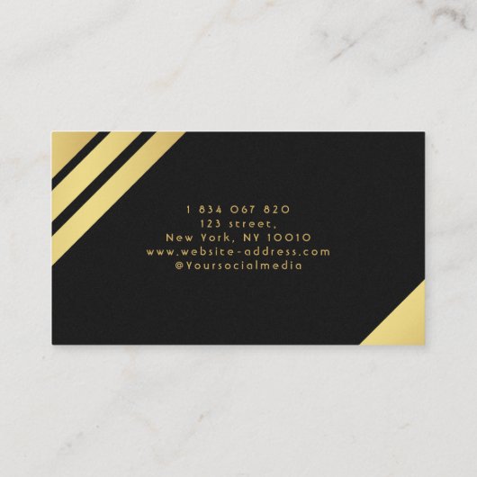 Elegant Zwart & Gouden Folie Home Logo Vastgoed Visitekaartje (Achterkant)