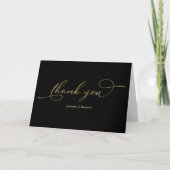 Elegant zwart gouden folie script dank u kaart (Voorkant)