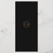Elegant zwart gouden gebladerte bruiloft menu (Achterkant)