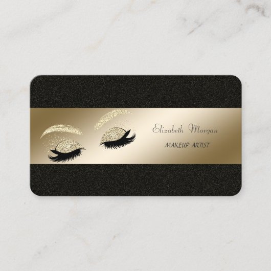 Elegant, zwart, gouden gelaatsmasker, Makeup artie Visitekaartje (Voorkant)