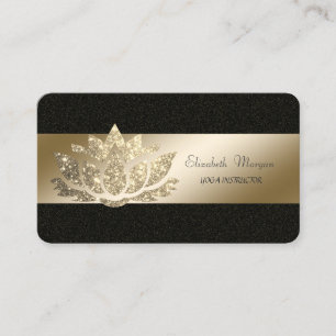 Elegant, Zwart, Gouden Glitter Lotus Visitekaartje