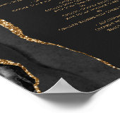 Elegant zwart gouden huwelijksmenu voor op tafel poster (Hoek)