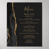 Elegant zwart gouden huwelijksmenu voor op tafel poster (Voorkant)