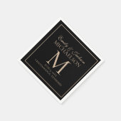 Elegant zwart gouden huwelijksmonogram servet (Hoek)