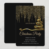 Elegant Zwart - Gouden Kerstboom Kaart (Voorkant / Achterkant)