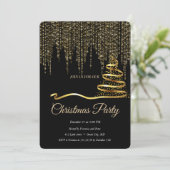 Elegant Zwart - Gouden Kerstboom Kaart (Staand voorkant)