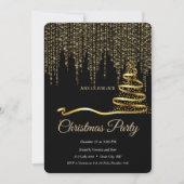 Elegant Zwart - Gouden Kerstboom Kaart (Voorkant)