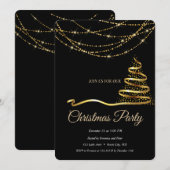 Elegant Zwart - Gouden Kerstboom Kaart (Voorkant / Achterkant)