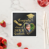 Elegant Zwart Gouden Klasse van 2025 Foto Afstuder Servet (Insitu)