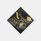 Elegant Zwart Gouden Klasse van 2025 Foto Afstuder Servet (Hoek)