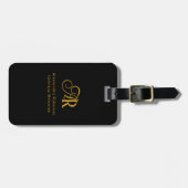 Elegant zwart-gouden kleur bagagelabel (Voorkant horizontaal)