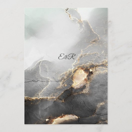 Elegant zwart gouden moderne trouwadvies reactie advieskaart (Achterkant)