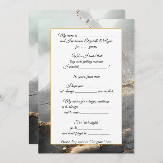 Elegant zwart gouden moderne trouwadvies reactie advieskaart (Voorkant / Achterkant)