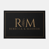 Elegant zwart gouden monogram deurmat (Voorkant)