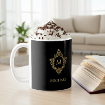 Elegant zwart gouden monogram in  Crest Naam