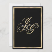 Elegant zwart gouden monogram initialen bruiloft kaart (Achterkant)