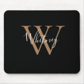 Elegant zwart gouden monogram script naam muismat (Voorkant)