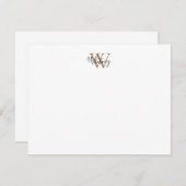 Elegant Zwart Gouden Monogram Script Naam Notitiekaartje (Voorkant / Achterkant)