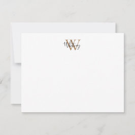 Elegant Zwart Gouden Monogram Script Naam  Notitiekaartje