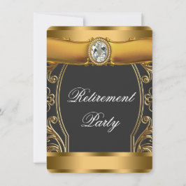 Elegant zwart-gouden pensioneringsfeest voor vrouw kaart