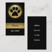 Elegant zwart gouden pootafdruk PET Visitekaartje (Voorkant / Achterkant)