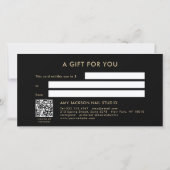 Elegant zwart gouden QR-code cadeaubon (Achterkant)
