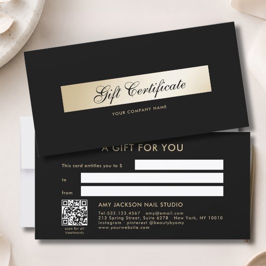 Elegant zwart gouden QR-code cadeaubon