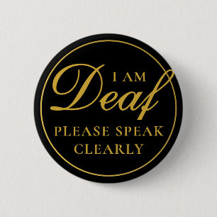 Elegant zwart-gouden schrift spreekt duidelijk doo ronde button 5,7 cm