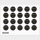 Elegant zwart gouden script bruiloft dank u gunste ronde sticker (Vel)