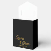 Elegant zwart gouden script minimalistische bruilo bedankdoosjes (Geopend)