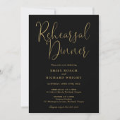 Elegant zwart-gouden script proefdinermiddag kaart (Voorkant)