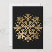 Elegant Zwart Gouden Sneeuwvlok Frame Kerstmis Kaart (Achterkant)
