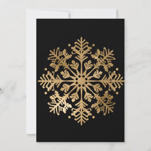Elegant Zwart Gouden Sneeuwvlok Frame Kerstmis Kaart (Achterkant)