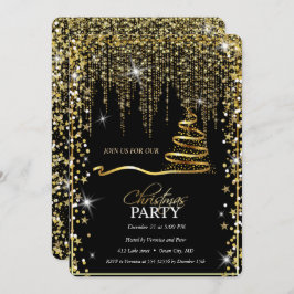 Elegant Zwart - Gouden Sparkle Kerstboom Kaart