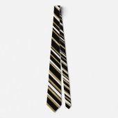 elegant zwart gouden streep tegel patroon stropdas (Voorkant)