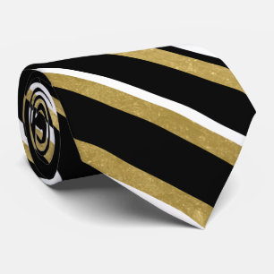 elegant zwart gouden streep tegel patroon stropdas