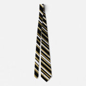elegant zwart gouden streep tegel patroon stropdas (Achterkant)