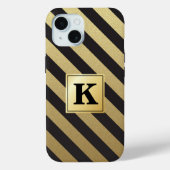 Elegant zwart gouden strepen monogram Case-Mate iPhone case (Achterkant)