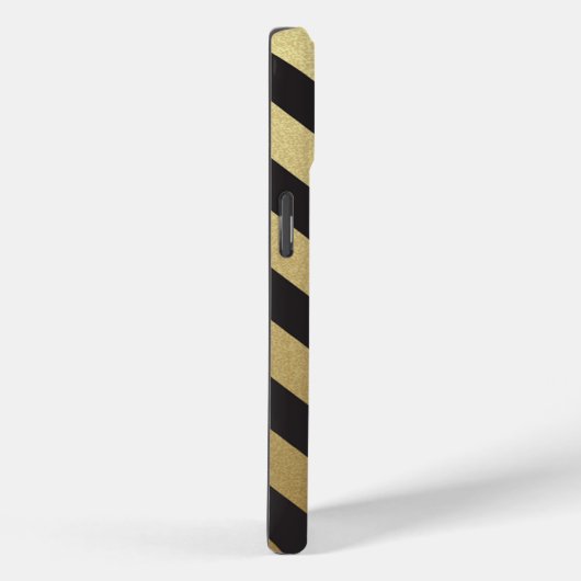 Elegant zwart gouden strepen monogram Case-Mate iPhone case (Achterkant / Rechts)