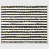 Elegant zwart gouden strepen & Stippen kerstcadeau Cadeaupapier (Vlak)