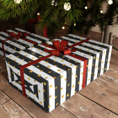 Elegant zwart gouden strepen & Stippen kerstcadeau Cadeaupapier