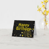 Elegant zwart gouden verjaardag gepersonaliseerd kaart (Gele Bloem)