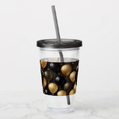 Elegant zwart gouden verjaardagsballonnen patroon acryl drinkbeker (Links)