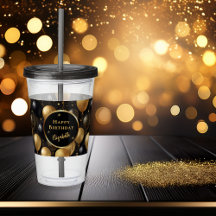 Elegant zwart gouden verjaardagsballonnen patroon