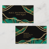 Elegant zwart goudgroen agaat visitekaartje (Voorkant / Achterkant)