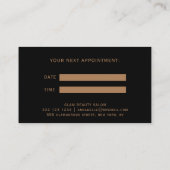 Elegant zwart goudhaar kapsalon afsprakenkaartje (Achterkant)