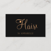 Elegant zwart goudhaar kapsalon afsprakenkaartje (Voorkant)