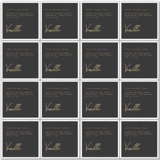 Elegant zwart goudkaarsenetiket sticker (Voorkant)